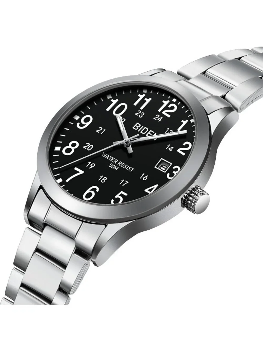 Men's Black Silver Analog Stainless Steel Professionals Waterproof Nurse Watch